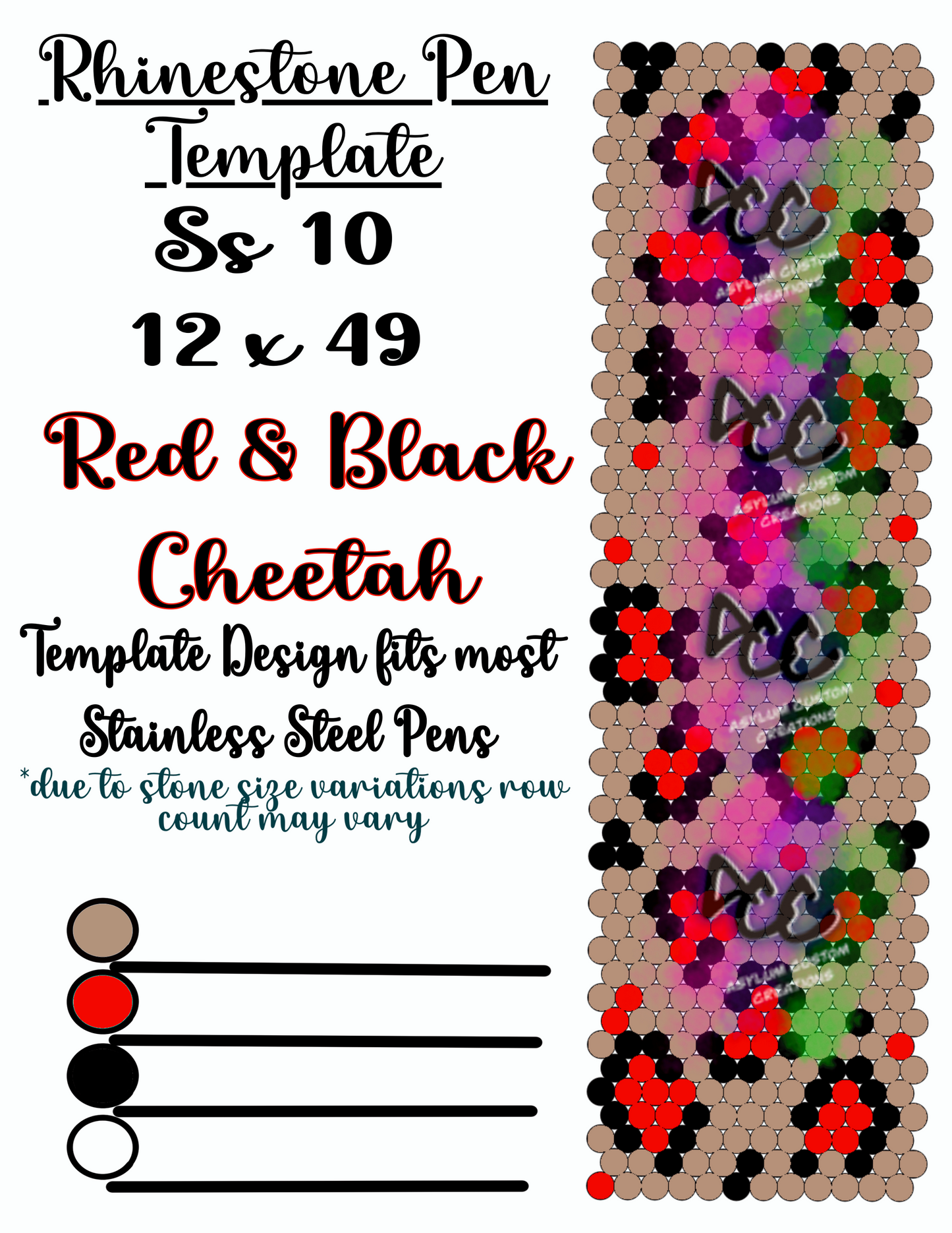 Red/Black Cheetah Rhinestone Pen Template