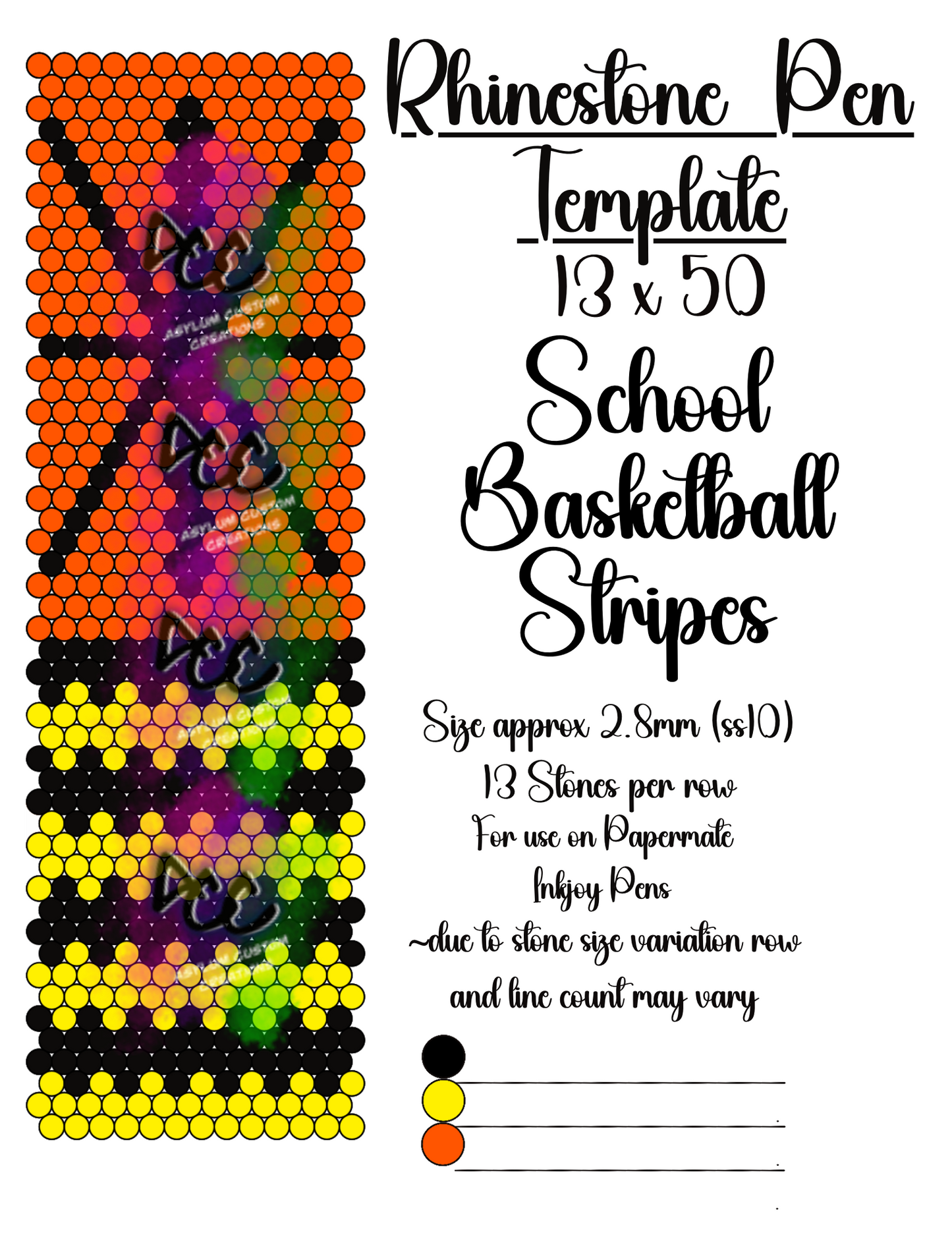 Basketball Rhinestone Pen Templates Set