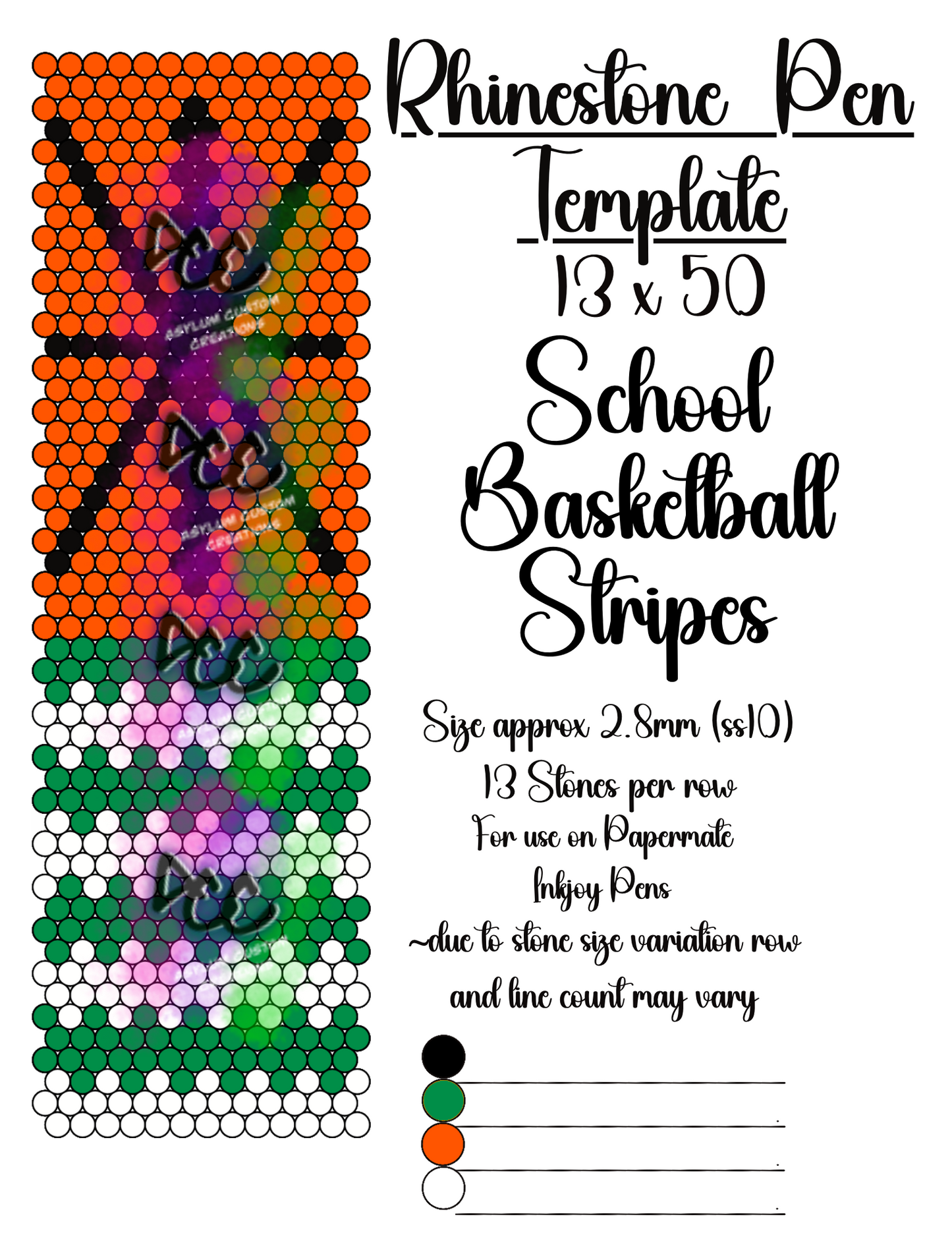 Basketball Rhinestone Pen Templates Set