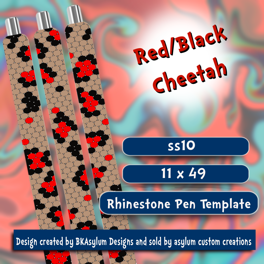 Red/Black Cheetah Rhinestone Pen Template