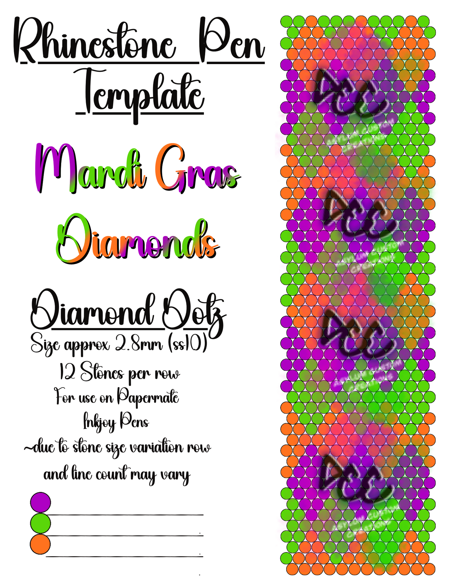 Mardi Gras Rhinestone Pen Template