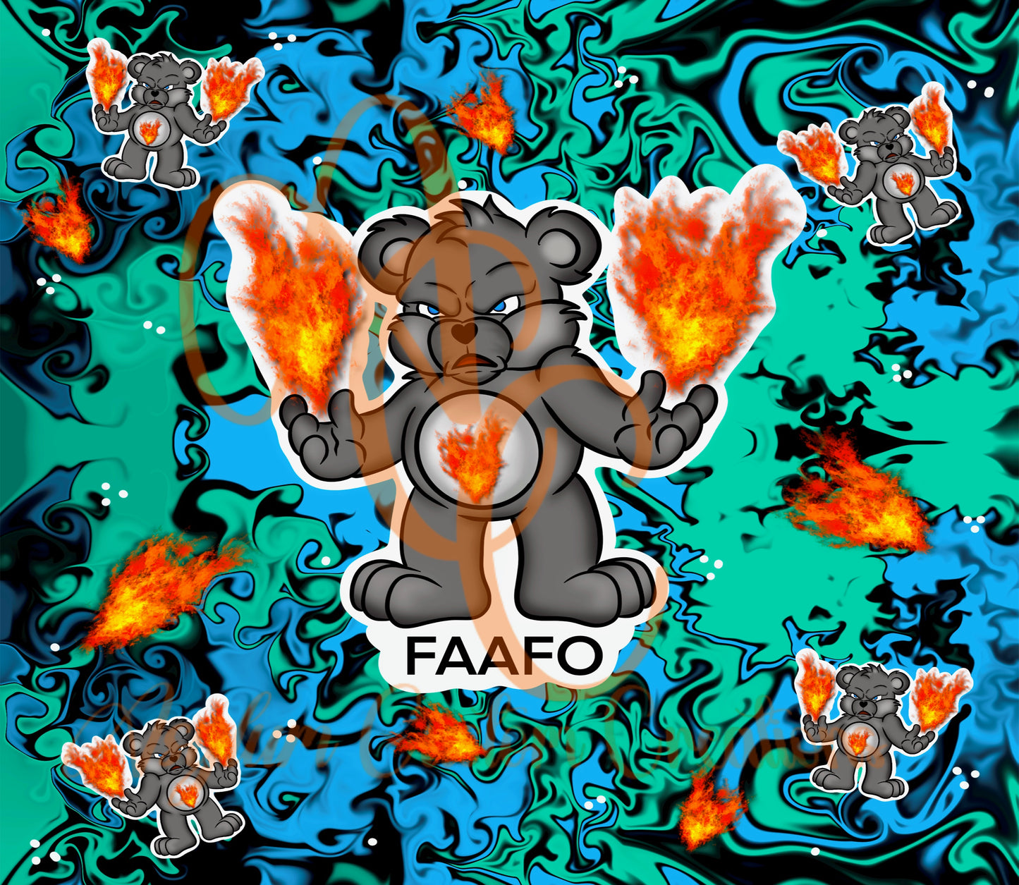 F.A.A.F.O. Fire Bear Sublimation Design