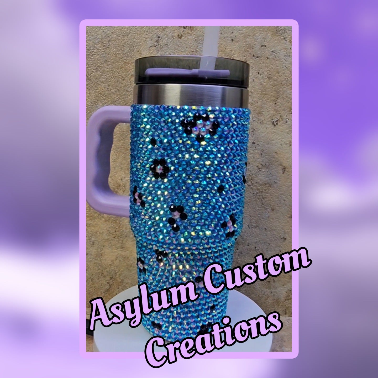 Blue & Purple Cheetah Bling Tumbler