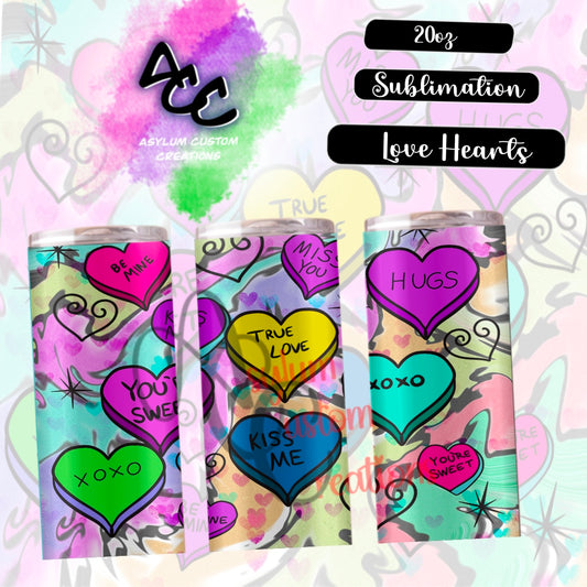 Love Hearts Sublimation Tumbler Design