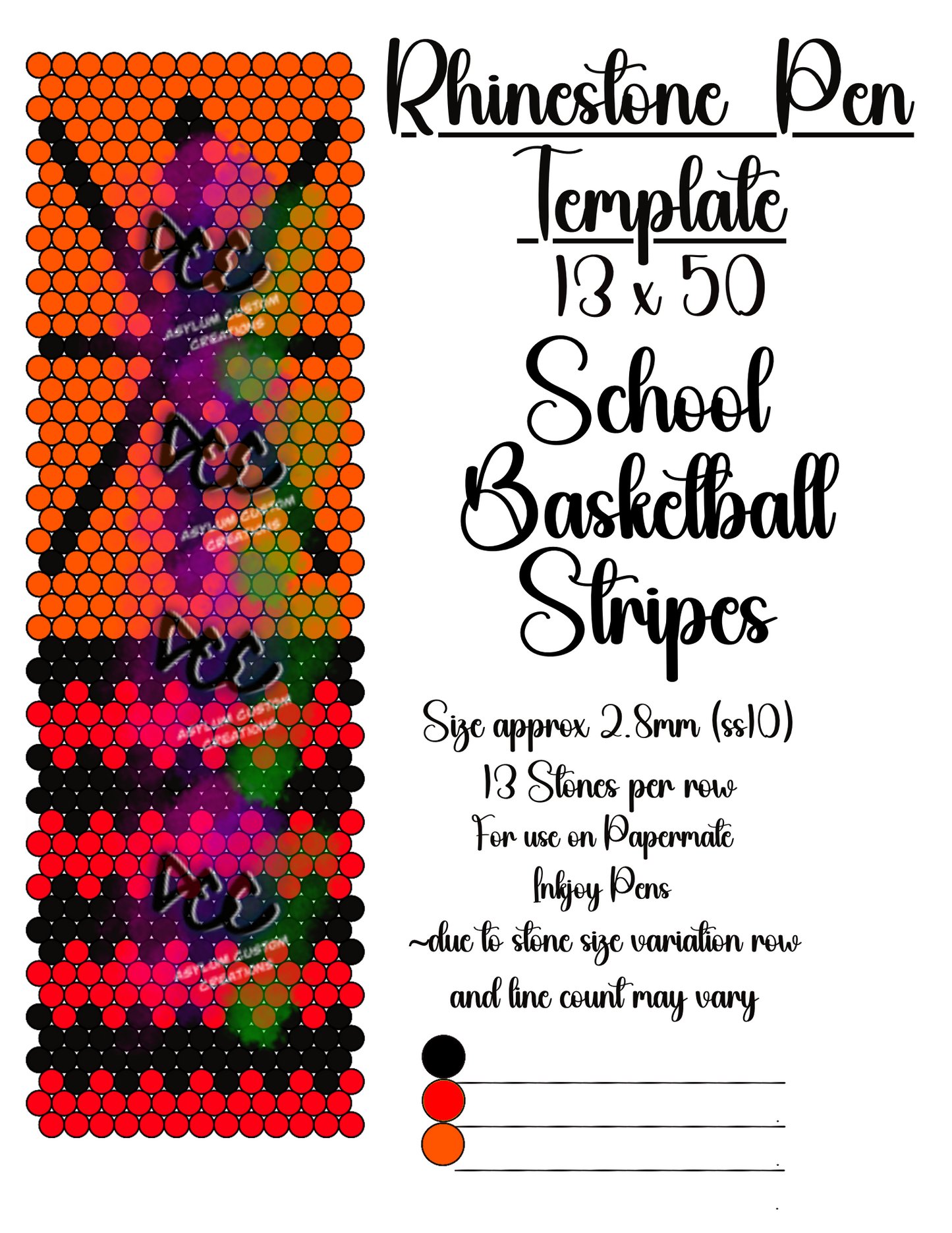 Basketball Rhinestone Pen Templates Set