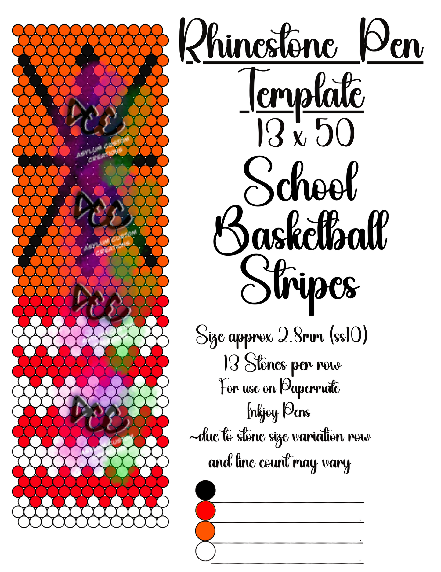 Basketball Rhinestone Pen Templates Set