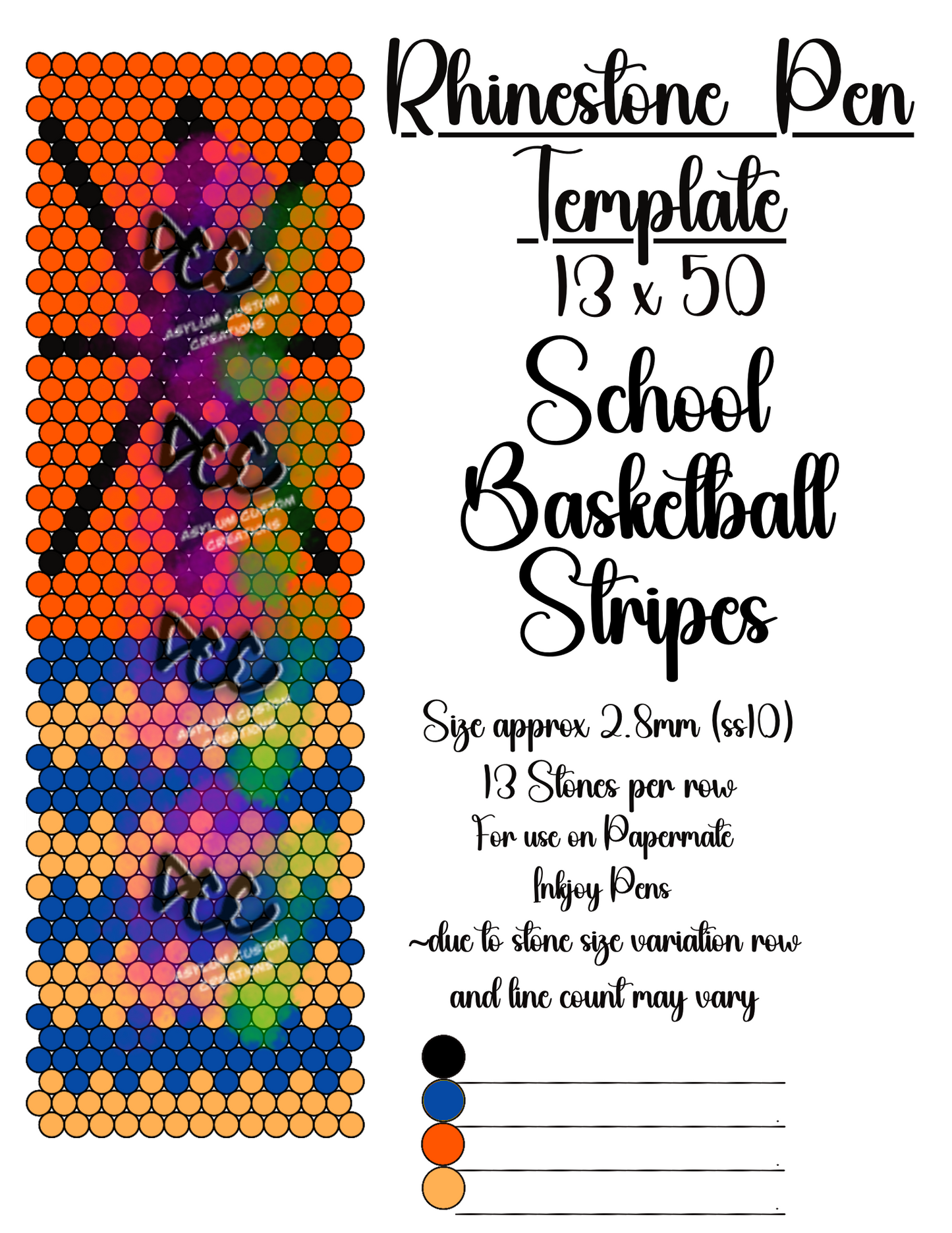 Basketball Rhinestone Pen Templates Set