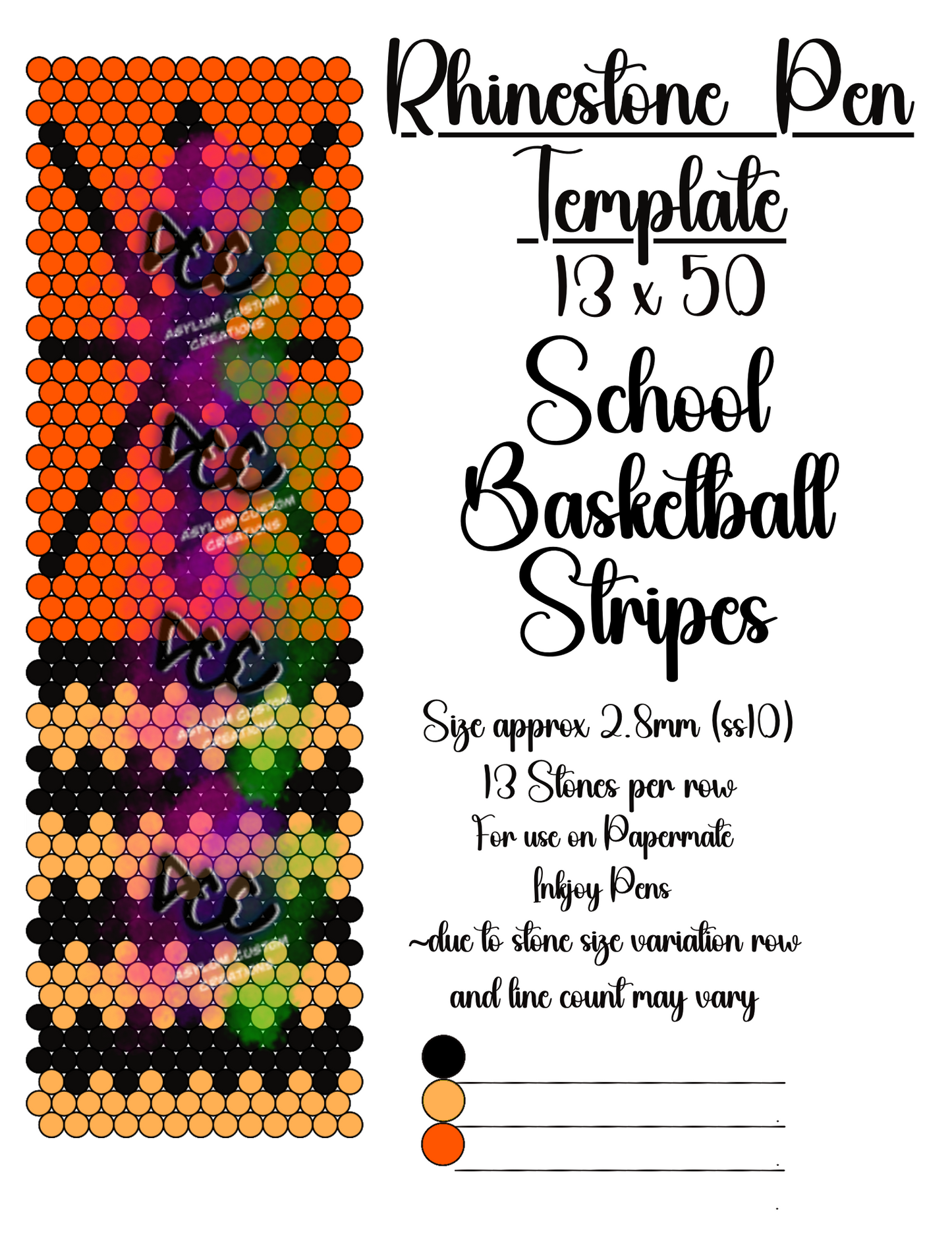 Basketball Rhinestone Pen Templates Set