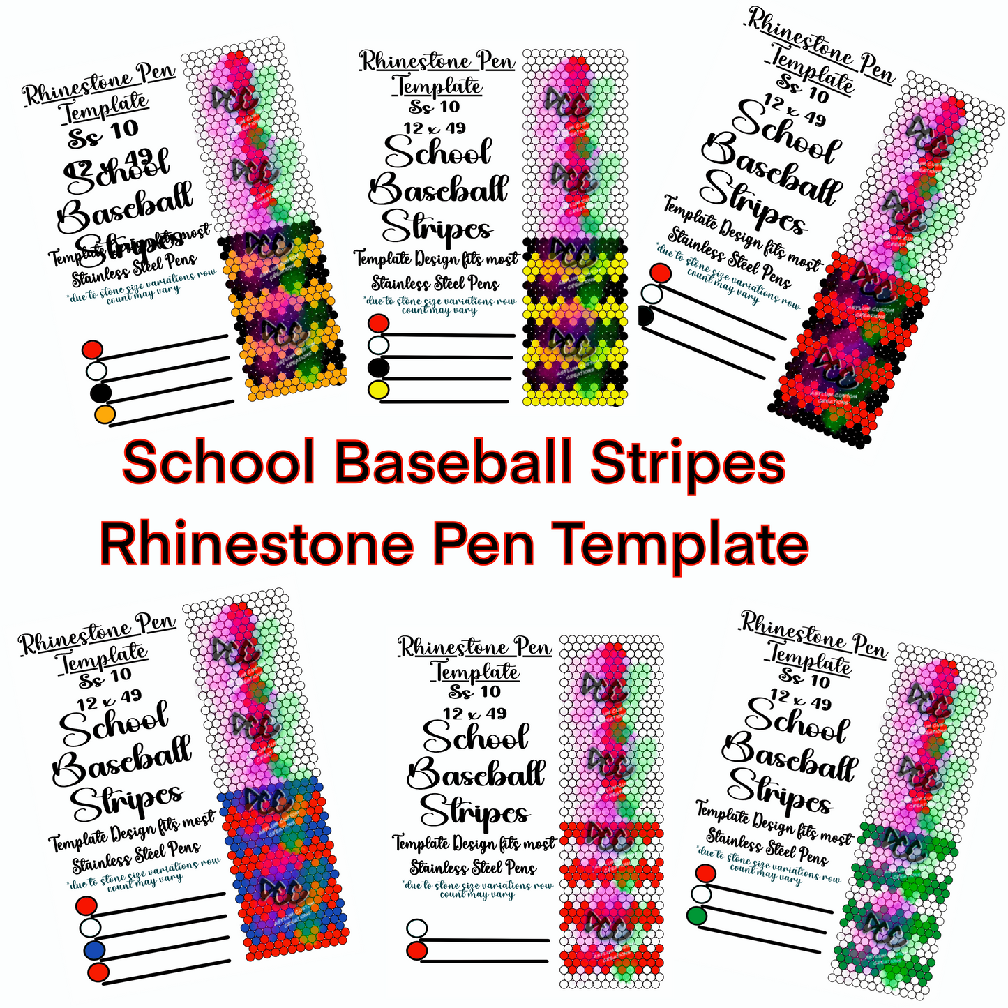 Baseball Rhinestone Pen Template School Spirit Set