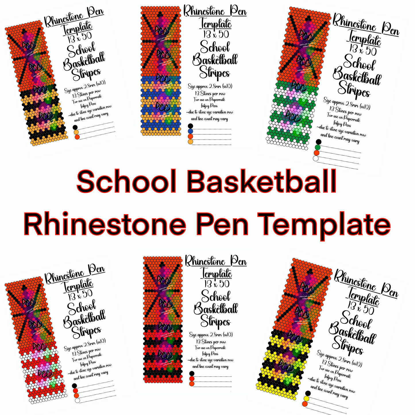 Basketball Rhinestone Pen Templates Set