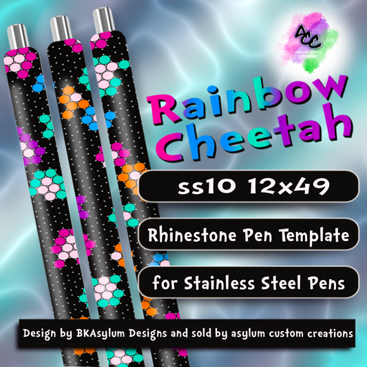 Rainbow Cheetah Rhinestone Pen Template