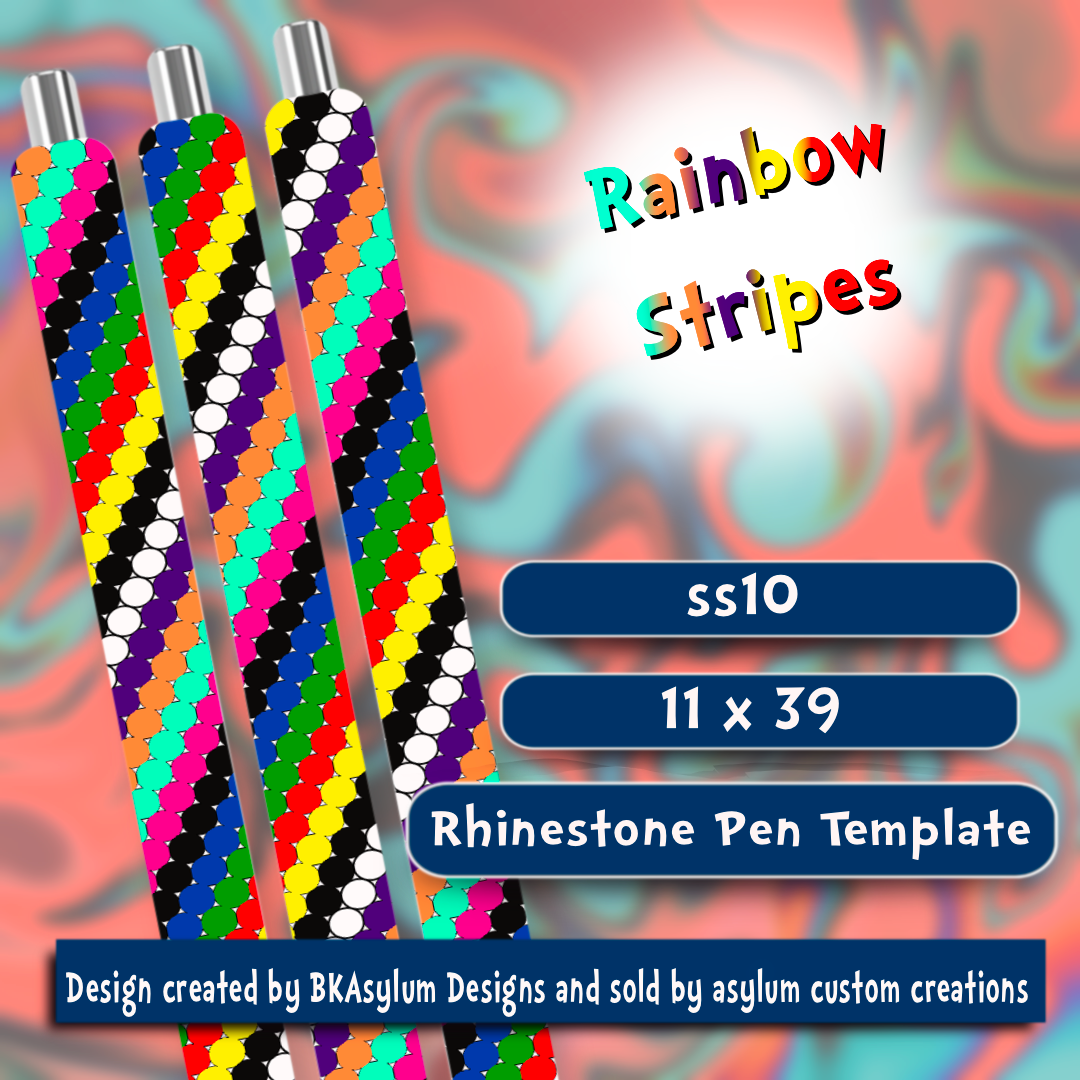 Rainbow Stripes Rhinestone Pen Template