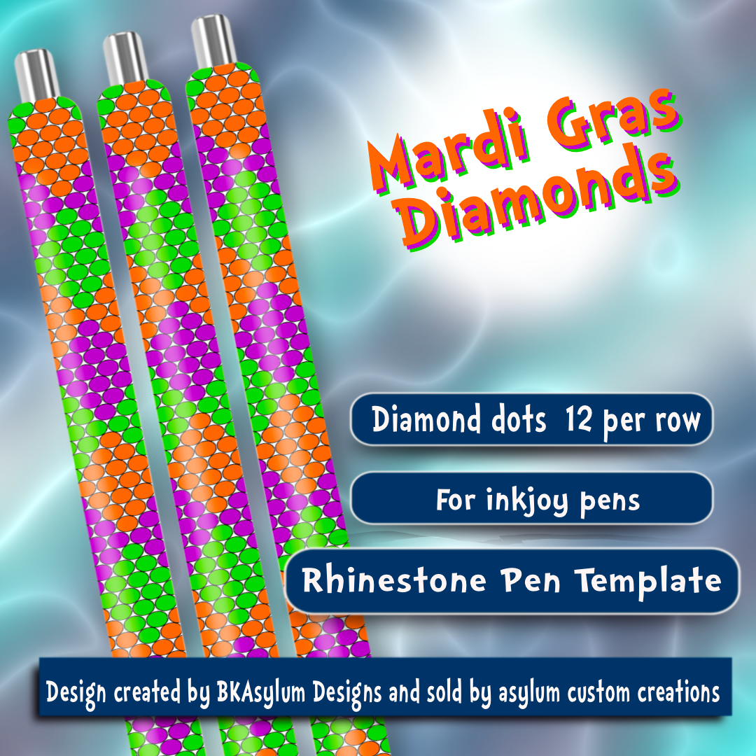 Mardi Gras Rhinestone Pen Template