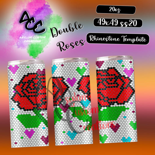 Double Roses Rhinestone Template