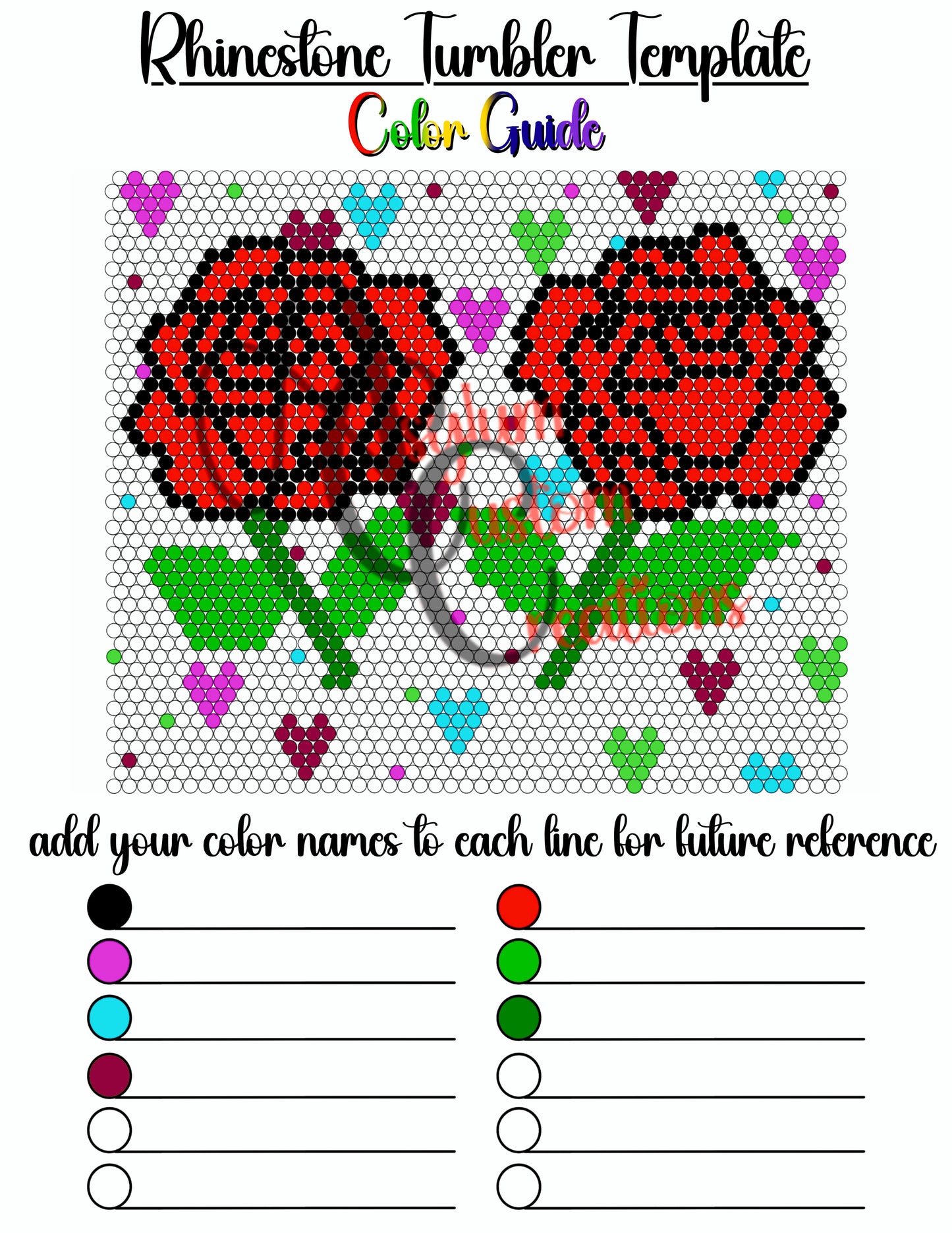 Double Roses Rhinestone Template