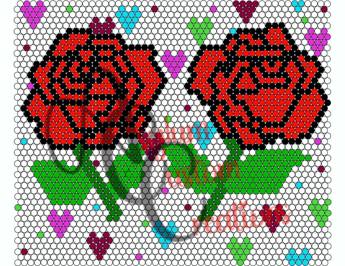 Double Roses Rhinestone Template