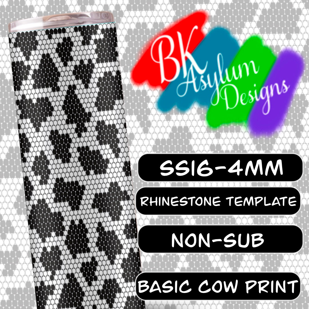 Basic Cow Print Rhinestone Tumbler Template