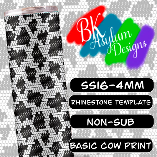 Basic Cow Print Rhinestone Tumbler Template
