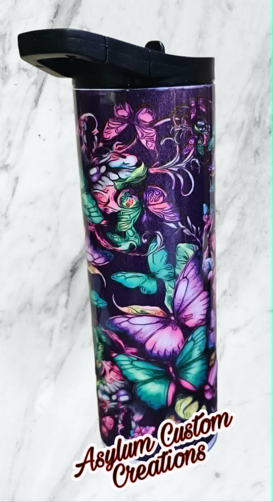 Neon Butterflies Tumbler