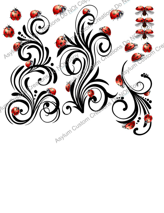 Ladybugs and Swirls